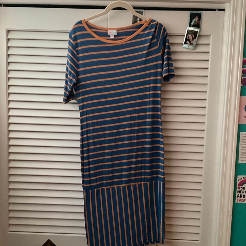 Striped LuLaRoe dress in the style Julia